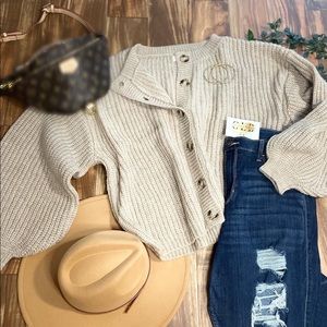 Plus Button Cardigan Sweater